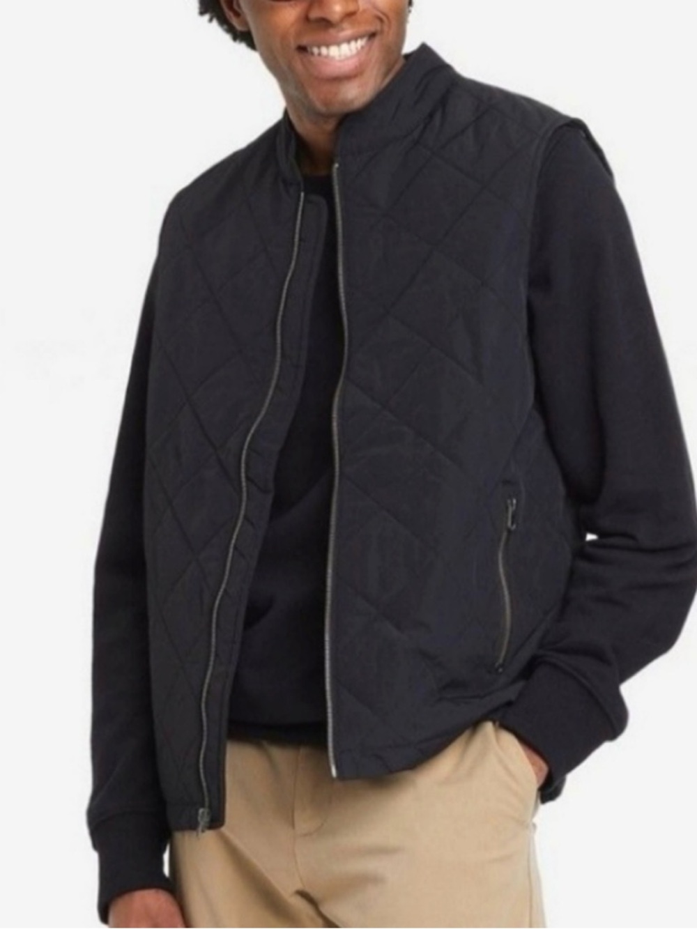 Goodfellow & Co Black Quilted Water- Resistant Zip Vest